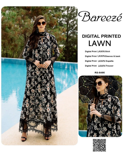 Bareeze Lawn All over print 3pcs