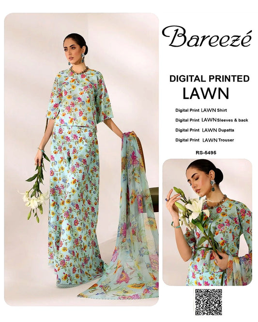 Bareeze Lawn All over print 3pcs