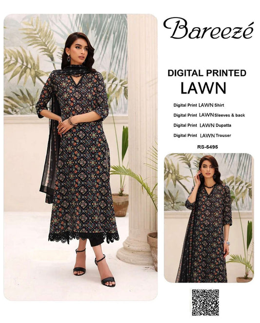 Bareeze Lawn All over print 3pcs