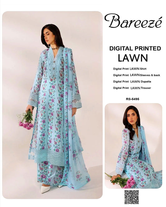 Bareeze Lawn All over print 3pcs